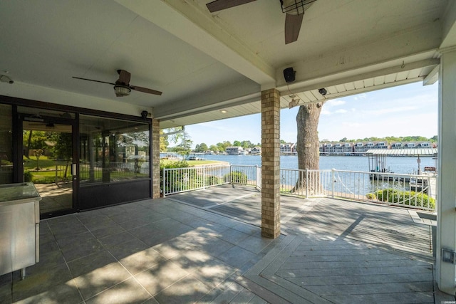 118 Grandview Dr, Hot Springs, AR 71913 - deck with a ceiling fan and a water view