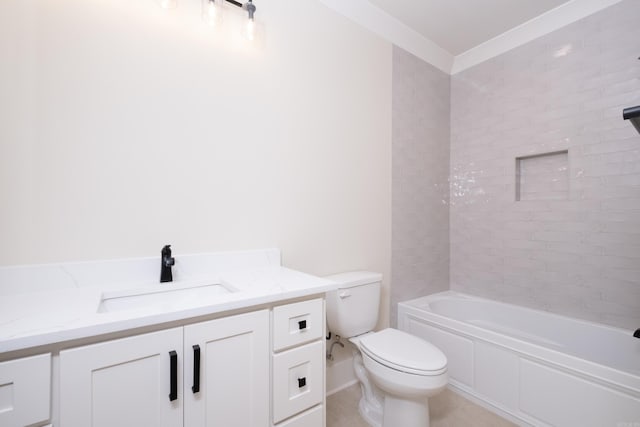 219 Abington Cir, Little Rock, AR 72223 - bathroom featuring tile patterned floors, toilet, vanity, and shower / bath combination