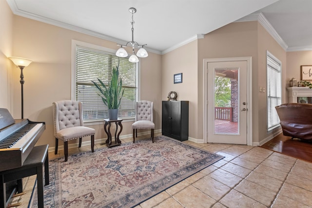 109 Sandstone Cv, Sherwood, AR 72120 - living area with an inviting chandelier, ornamental molding, and baseboards