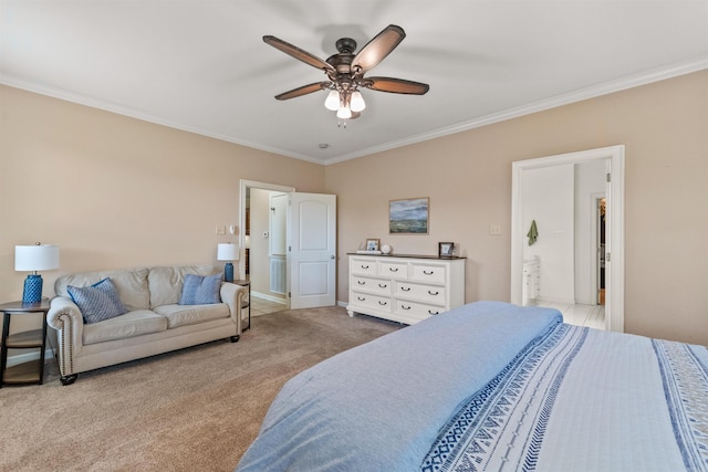 109 Sandstone Cv, Sherwood, AR 72120 - bedroom featuring a ceiling fan, baseboards, crown molding, and carpet