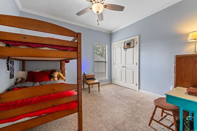 109 Sandstone Cv, Sherwood, AR 72120 - carpeted bedroom with ceiling fan, baseboards, and crown molding