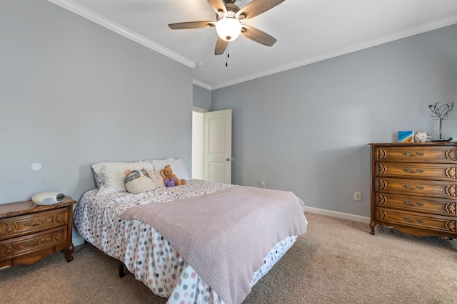 109 Sandstone Cv, Sherwood, AR 72120 - carpeted bedroom featuring a ceiling fan, baseboards, and ornamental molding