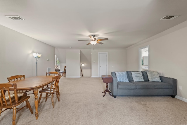109 Sandstone Cv, Sherwood, AR 72120 - interior space with light carpet, a ceiling fan, visible vents, and baseboards