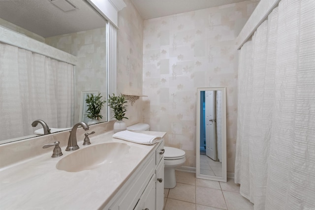 8302 Merriwood Ct, Sherwood, AR 72120 - bathroom with visible vents, wallpapered walls, toilet, and tile patterned floors