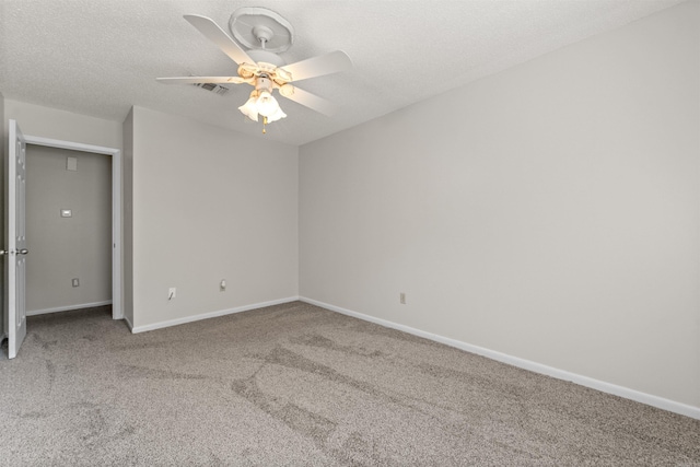 8302 Merriwood Ct, Sherwood, AR 72120 - unfurnished bedroom featuring a ceiling fan, a textured ceiling, baseboards, carpet flooring, and visible vents