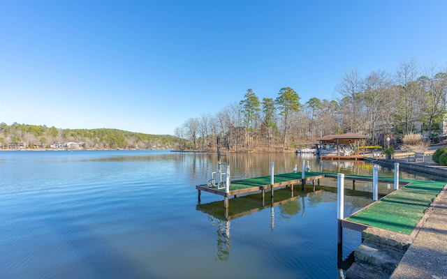 view of dock featuring a water view