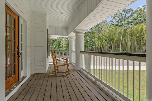 wooden deck with a porch