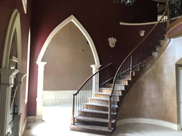 stairs with ornate columns