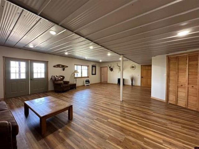 living room with wood finished floors