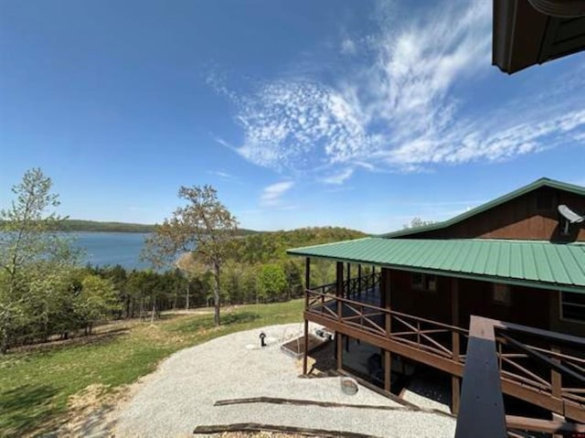 view of home's community with a water view