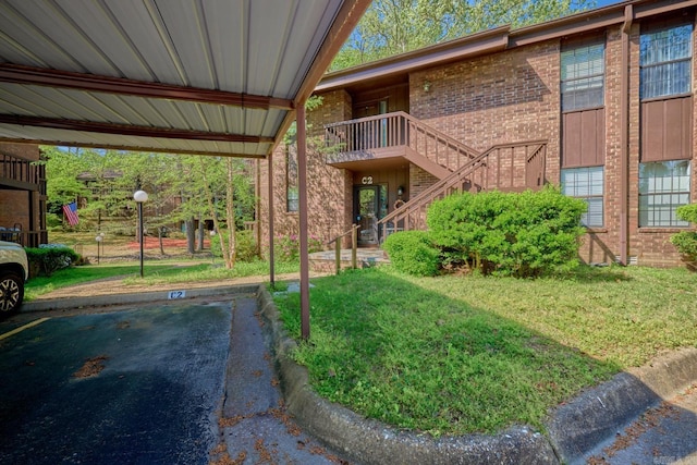 view of yard with stairs