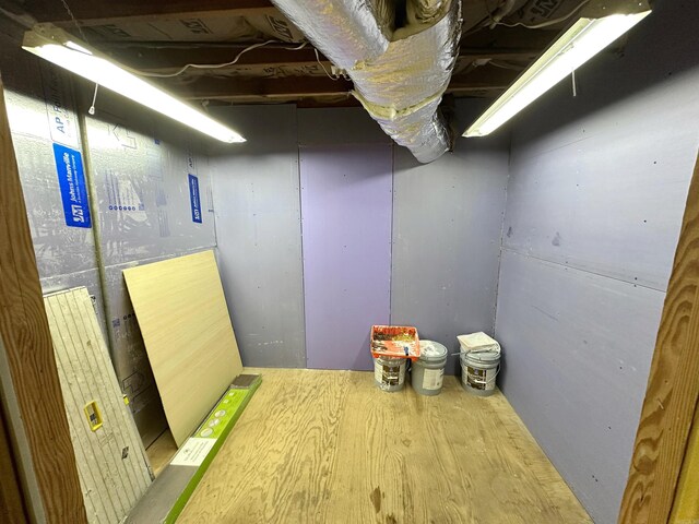view of unfinished basement