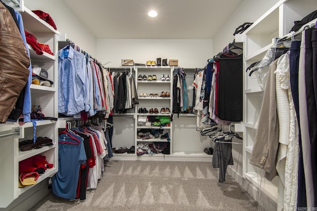 walk in closet with carpet floors