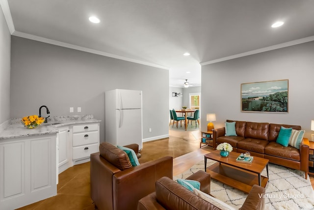 8908 Stillwater Rd, Sherwood, AR 72120 - living area featuring recessed lighting, light wood-style floors, baseboards, and ornamental molding