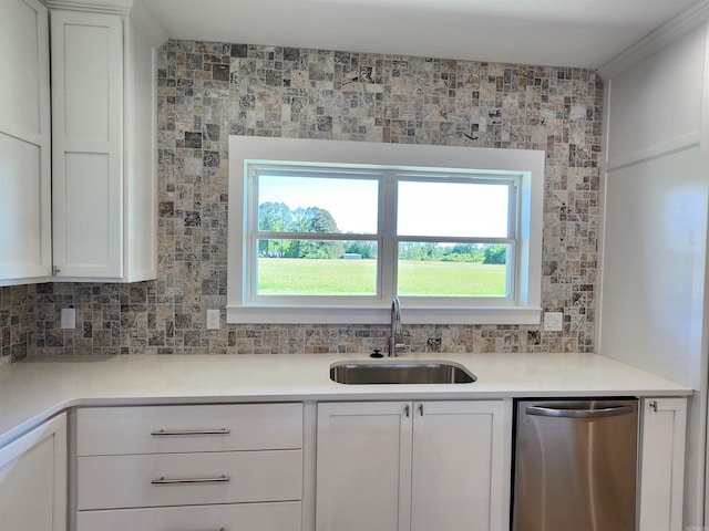 290 Walker St, Higginson, AR 72068 - kitchen with white cabinets, a wealth of natural light, stainless steel dishwasher, and a sink