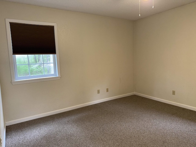 spare room with baseboards and carpet floors