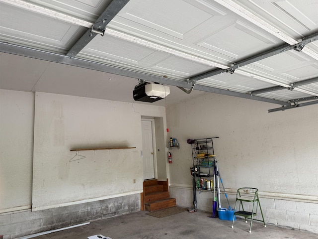 garage with a garage door opener
