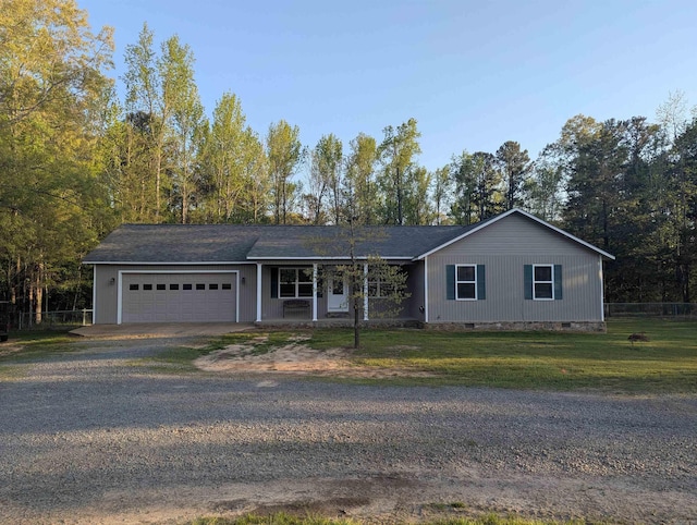 20 Pure Country Rd, Greers Ferry, AR 72067 - ranch-style house featuring an attached garage, crawl space, fence, and dirt driveway
