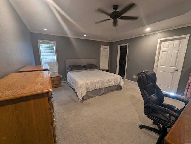 20 Pure Country Rd, Greers Ferry, AR 72067 - bedroom featuring recessed lighting, carpet floors, crown molding, and a raised ceiling