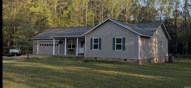 20 Pure Country Rd, Greers Ferry, AR 72067 - single story home featuring a garage, a forest view, crawl space, and a front lawn