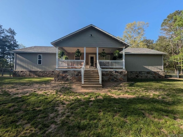 20 Pure Country Rd, Greers Ferry, AR 72067 - view of front facade featuring a front lawn, stairway, and fence