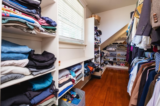 spacious closet featuring wood finished floors