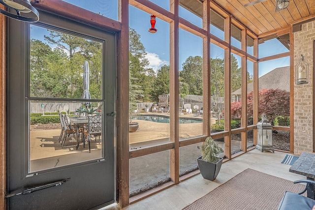 view of unfurnished sunroom