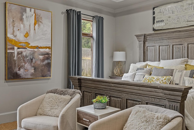 bedroom featuring ornamental molding