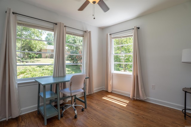 1020 Pine Valley Rd, Little Rock, AR 72207 - office space featuring ceiling fan, baseboards, and wood finished floors