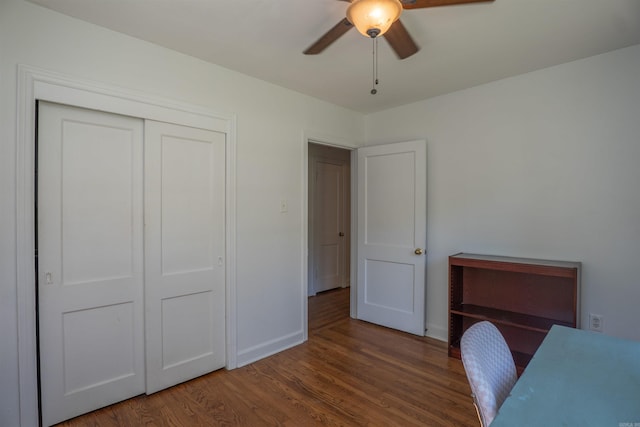1020 Pine Valley Rd, Little Rock, AR 72207 - unfurnished office with wood finished floors, a ceiling fan, and baseboards