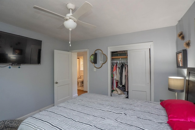 1020 Pine Valley Rd, Little Rock, AR 72207 - bedroom featuring a closet, baseboards, and ceiling fan