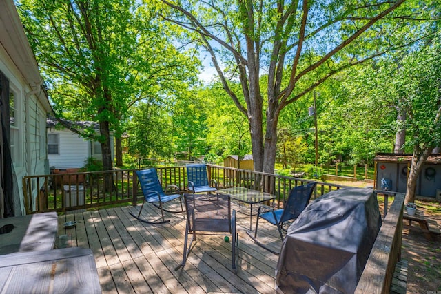 1020 Pine Valley Rd, Little Rock, AR 72207 - wooden deck featuring grilling area