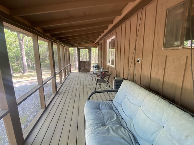 59 Easy St, Mount Ida, AR 71957 - sunroom featuring beam ceiling and plenty of natural light