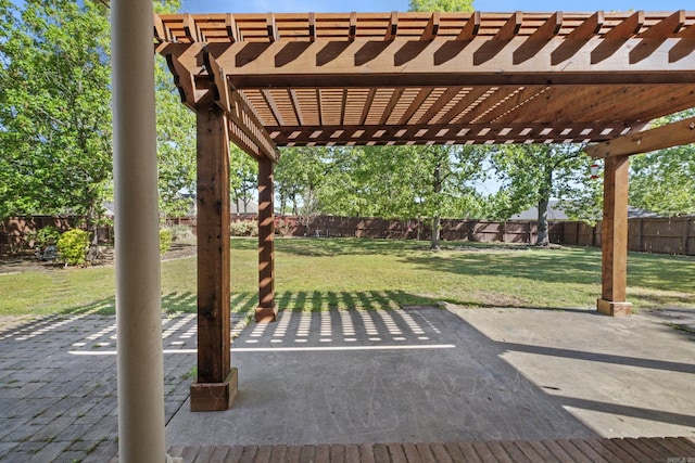 view of patio featuring a fenced backyard and a pergola