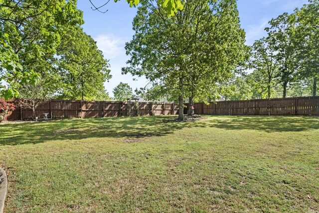 view of yard featuring a fenced backyard