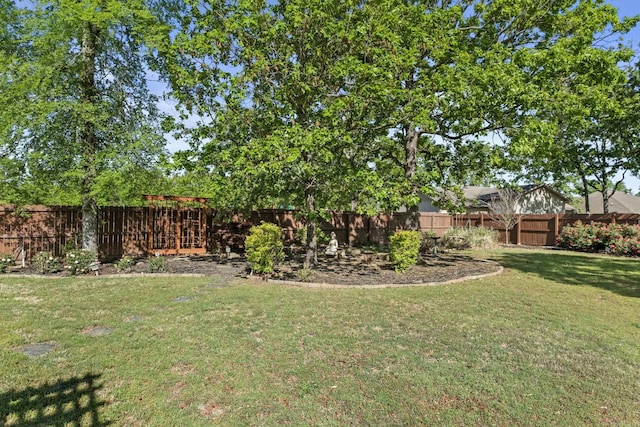 view of yard featuring a fenced backyard