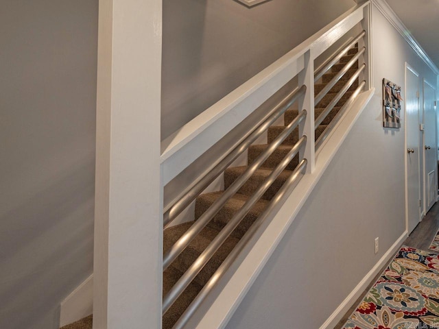 stairs with crown molding