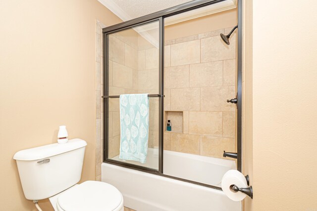 1 Azalea, Magnolia, AR 71753 - bathroom featuring toilet, crown molding, and shower / bath combination with glass door
