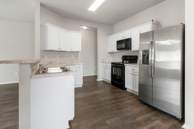 4472 Olympic, Benton, AR 72019 - kitchen featuring black appliances, a sink, dark wood-type flooring, and white cabinets
