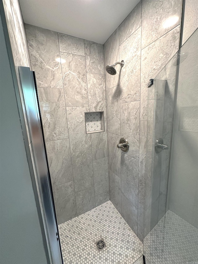 bathroom featuring a shower stall
