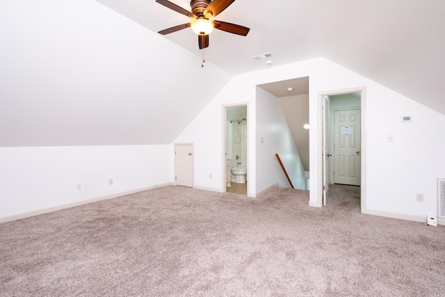 131 Hidden Valley Loop, Maumelle, AR 72113 - bonus room with ceiling fan, vaulted ceiling, visible vents, and carpet