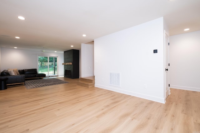 6600 Waverly Dr, Little Rock, AR 72207 - living room with recessed lighting, visible vents, and light wood finished floors