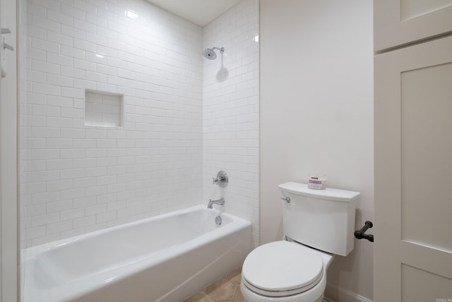 6600 Waverly Dr, Little Rock, AR 72207 - bathroom featuring toilet, baseboards, shower / tub combination, and tile patterned floors