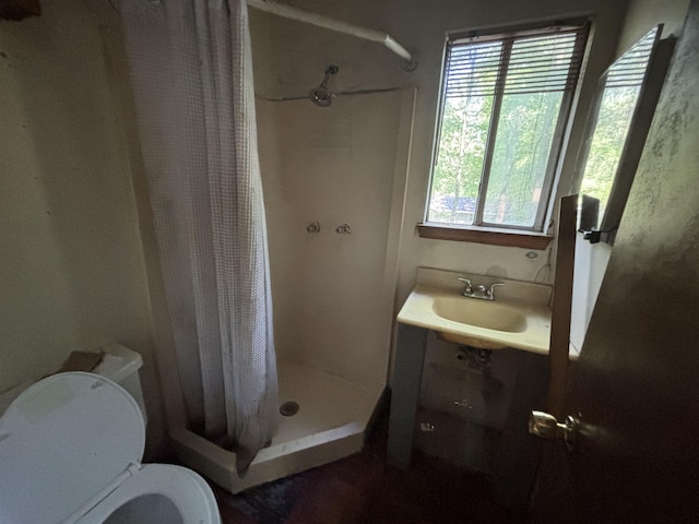 3000 Cobb St, Little Rock, AR 72204 - bathroom featuring toilet, a sink, and a stall shower