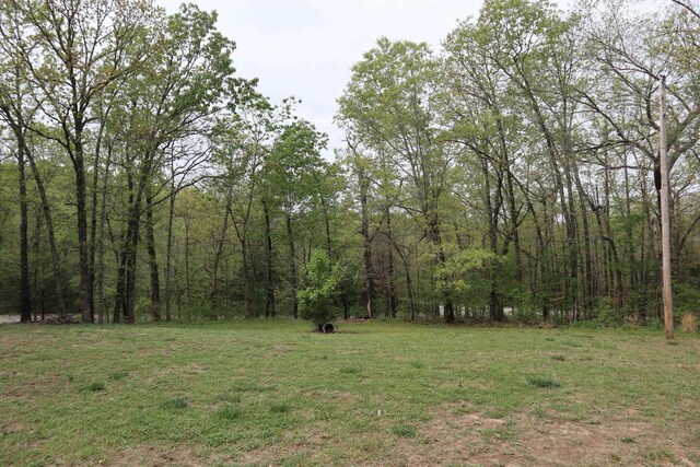 view of yard with a view of trees