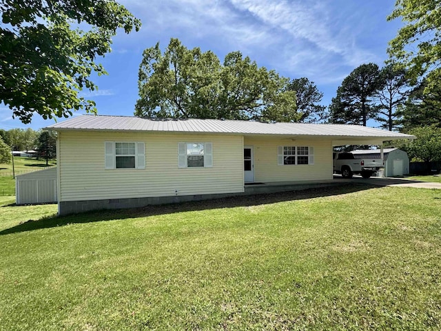 168 Knob Creek Rd, Melbourne, AR 72556 - manufactured / mobile home featuring a shed, crawl space, an outbuilding, an attached carport, and metal roof