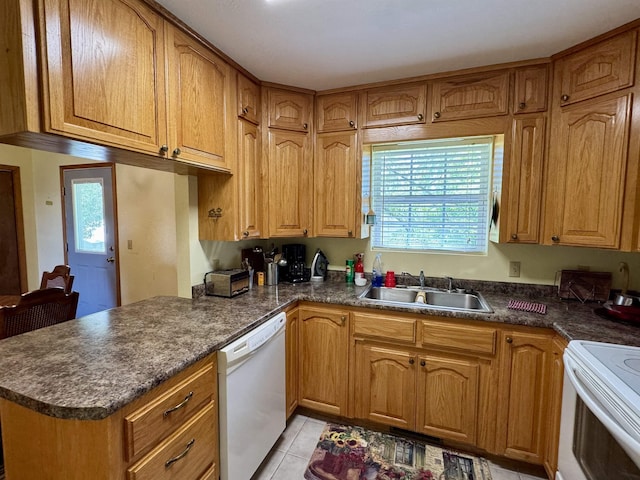 168 Knob Creek Rd, Melbourne, AR 72556 - kitchen featuring dark countertops, plenty of natural light, a sink, and white appliances