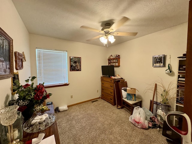 168 Knob Creek Rd, Melbourne, AR 72556 - interior space featuring baseboards, a ceiling fan, a textured ceiling, and visible vents