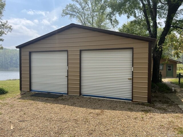 view of detached garage