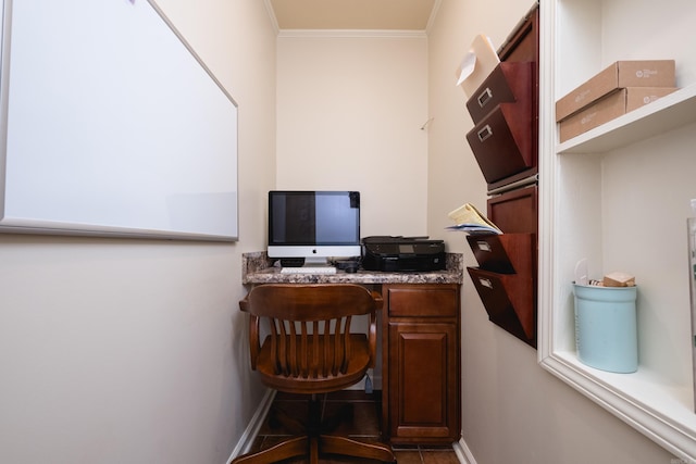 7 Sandstone Ct, Little Rock, AR 72227 - tiled home office with baseboards and ornamental molding